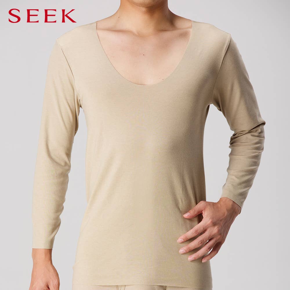 【降電加工】 U領長袖 (領口寬闊) (U領) 【SALE】